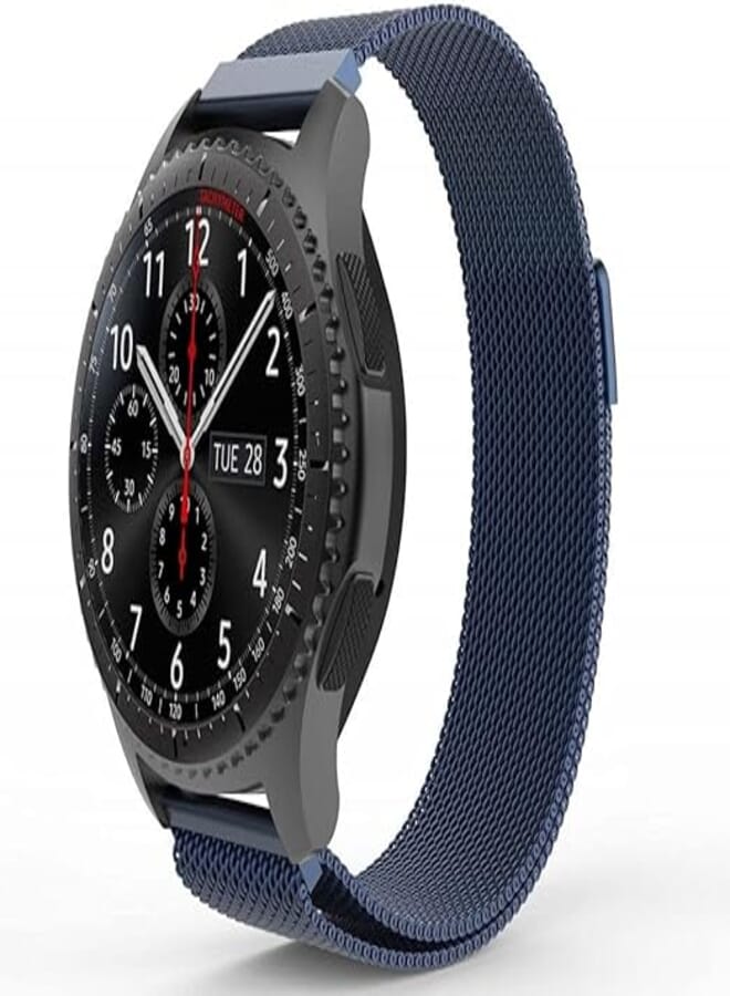Milanese Loop Strap Wrist Band For Smart Watch Samsung Galaxy Watch 46mm / Huawei GT2 / Gear S3 Frontier and Classic / Honor Magic 2 / Fossil - 22mm - Navy Blue, Unisex
